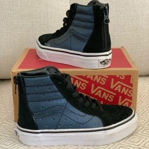 Sk8-HI Vans Kids Black Leather Sheen Hearts
